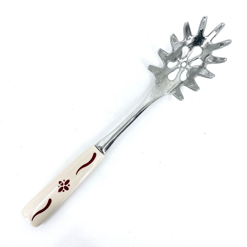 Longaberger Pasta Spaghetti Server Woven Traditions RED Ceramic Handle RARE HTF!